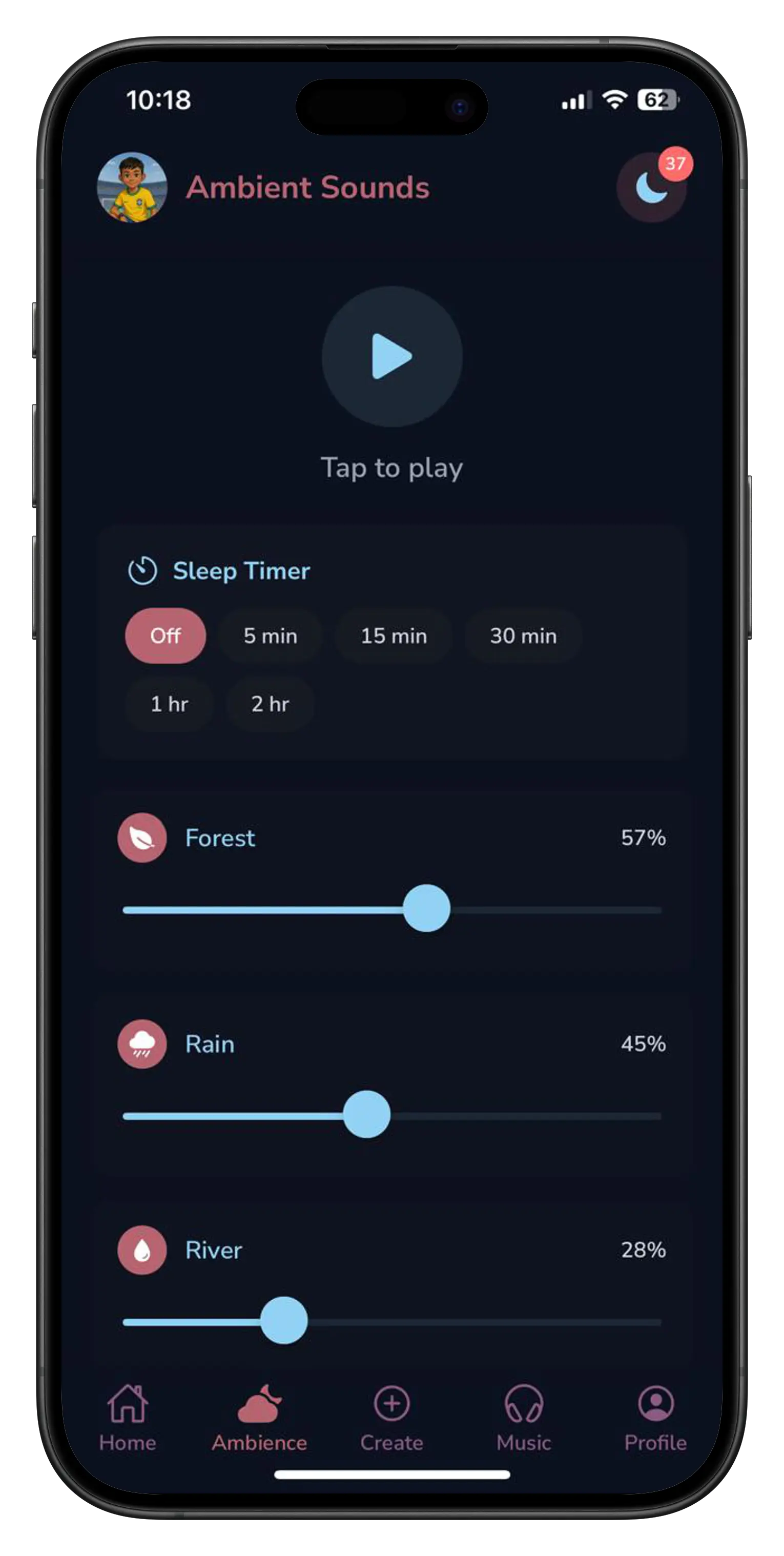 Sleep AI Ambient Sounds on iPhone