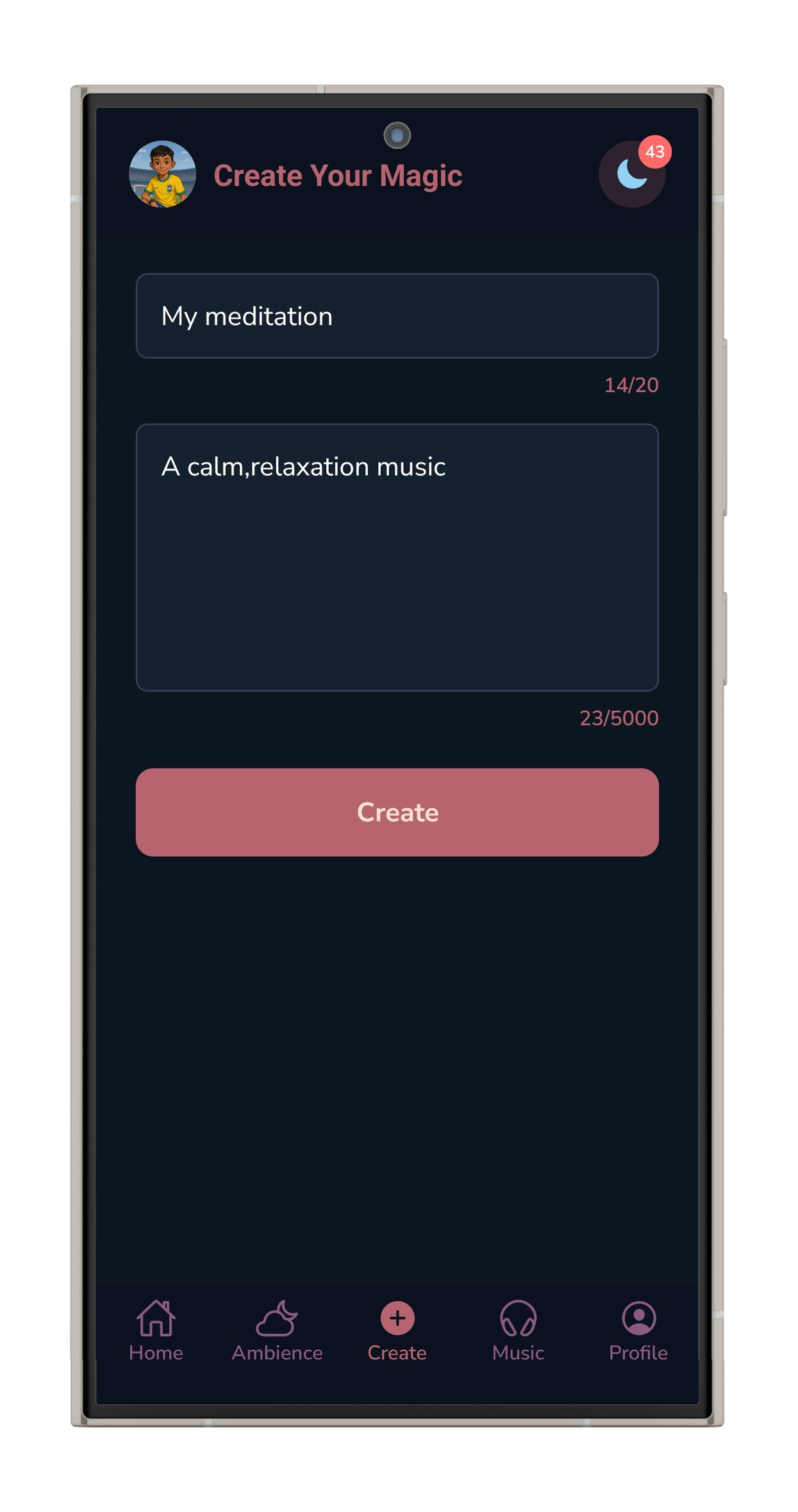 Sleep AI Create screen on Android
